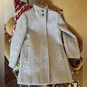 J. Crew Elegant Baby Blue Herringbone Women's Coat XS 00P NWT